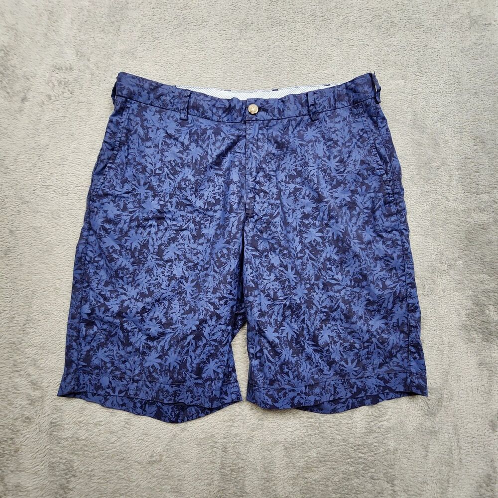 Peter Millar Mens 32 Blue Floral Print Shorts Cotton Blend Casual Summer Wear